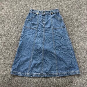 Breckenridge Denim Skirt Womens Size M Blue Cotton A-Line Midi Elastic Waist